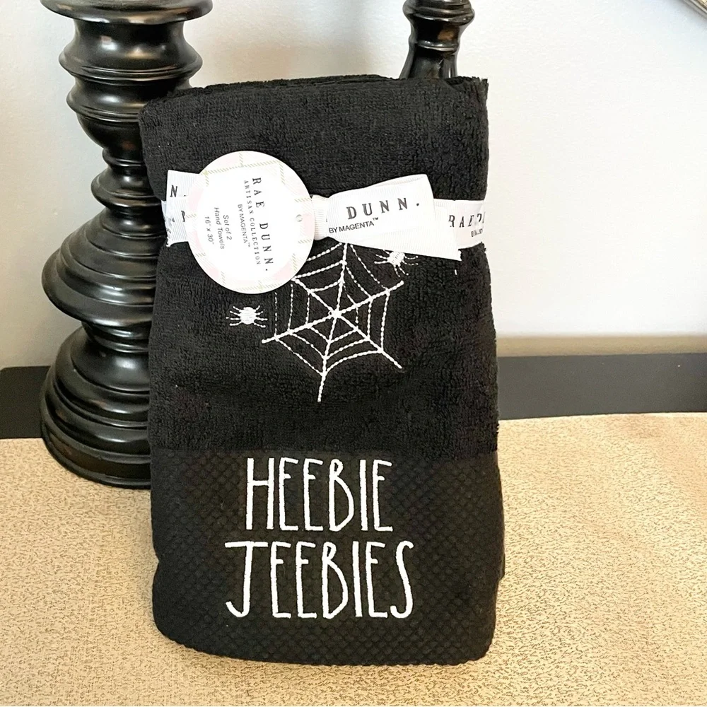 NWT Rae Dunn Set of 2 HEEBIE JEEBIES🕸 Hand Towels